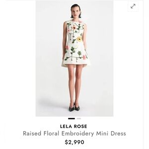 Lela Rose Cream Floral Mini Dress, Size 0, New, $3,000